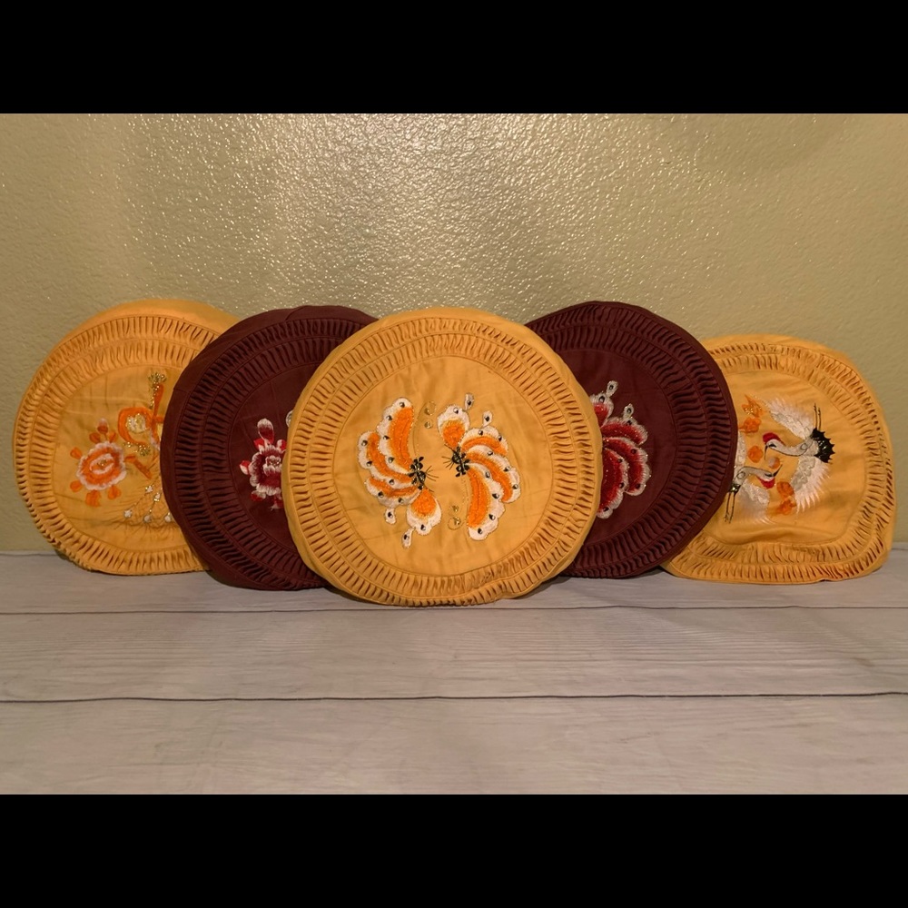 VTG Brentwood Originals 5pc Embroidered Japanese Theme Accent Pillow Set